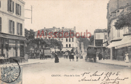 78 - CHATOU - PLACE DE LA GARE    -   écrite 1905  -  2 Scans - Chatou