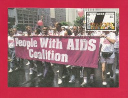 Vereinigte Nationen 1990 , Fight AIDS Worldwide - Maxi Card -First Day  Mar. 16.1990 - Tarjetas – Máxima