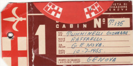 TRANSATLANTICO  " RAFFAELLO "  1965  /   Ticket - Biglietto Bagagli Di 1^ Classe - Europa