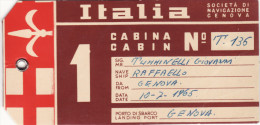 TRANSATLANTICO  " RAFFAELLO "  1965  /   Ticket - Biglietto Bagagli Di 1^ Classe - Europa