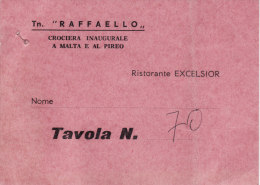 TRANSATLANTICO  " RAFFAELLO "  1965  /   Ticket - Biglietto Ristorante - Europe