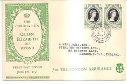 58269 ) F.D.C. SERIE  THE CORONATION OF QUEEN ELIZABETH THE SECOND 2 V . DA 3 C. DEL 3-6-1953 - Trinité & Tobago (1962-...)
