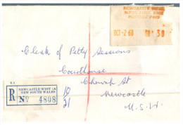 (215) Australia Registered Cover - 1968  - Registered With Hight Frama Stamp In Newcastle West - Viñetas De Franqueo [ATM]