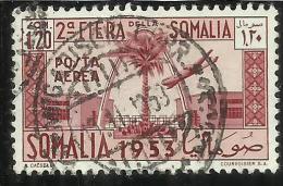 SOMALIA AFIS 1953 II SECONDA 2 FIERA DELLA SOMALIA 2th FAIR POSTA AEREA 1,20 USATO USED OBLITERE' - Somalia (AFIS)