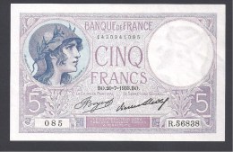 Billet  5 Fr Du  20 -7 -1933 - 5 F 1917-1940 ''Violet''