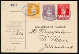 1930. 70 øre Violet, 1930. 1 Kr. Yellow And 20 øre Red. Thiele Letterpress. Perf. 11 ½.... (Michel: 10A+) - JF112143 - Colis Postaux