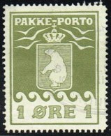 1916. PAKKE PORTO. 1 øre Ol Green. Thiele. Perf 11 ½. Officially Reperforated. Scarce. ... (Michel: 4A) - JF158283 - Spoorwegzegels