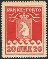 1916. PAKKE PORTO. 20 øre Red. Thiele. Perf 11 ½. Kartonpapier. (Michel: 9A) - JF163903 - Paketmarken