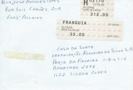 TIMBRES - LETTRE RECOMMANDÉE - (MARCOPHILIE) - PORTUGAL - EMA (EMPREINTES MACHINES) - ALCAINS 27-05-93 - Frankeermachines (EMA)