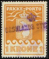 1930.  PAKKE PORTO. 1 Kr. Yellow. Thiele. Perf. 11 ½. With Two Cancels GRØNLANDS STYREL... (Michel: 11A) - JF171357 - Spoorwegzegels