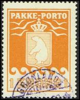 1937. PAKKE PORTO. 1 Kr. Yellow. Andreasen & Lachmann Litho. Perf. 11. Steelcancel GRØN... (Michel: 14) - JF171356 - Spoorwegzegels