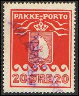 ANLÆGGET PRØVEN On 1916. PAKKE PORTO. 20 øre Red. Thiele. Perf 11 ½. (Michel: 9A) - JF171406 - Paketmarken