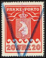 1916. PAKKE PORTO. 20 øre Red. Thiele. Perf 11 ½. Double Cancelled First Blue Pencil  A... (Michel: 9A) - JF171397 - Paketmarken