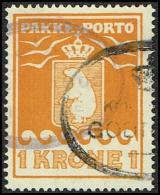 1930.  PAKKE PORTO. 1 Kr. Yellow. Thiele. Perf. 11 ½. Double Cancelled First GRØNLANDS ... (Michel: 11A) - JF171398 - Pacchi Postali
