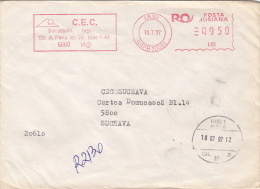 11167- AMOUNT 950, IASI, SAVINGS AND DEPOSITS BANK, SPECIAL RED MACHINE STAMPS ON REGISTERED COVER, 1997, ROMANIA - Lettres & Documents