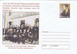 11180- ALBERT EINSTEIN, NICOLAE TITULESCU, COVER STATIONERY, 2002, ROMANIA - Albert Einstein