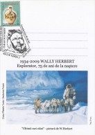 11314- WALLY HERBERT, POLAR EXPLORER, SLEIGH DOGS, SPECIAL POSTCARD, 2009, ROMANIA - Polar Exploradores Y Celebridades