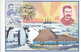 11319- BELGICA ANTARCTIC EXPEDITION, E. RACOVITA, SHIP, PENGUINS, COBALCESCU ISLAND, MAXIMUM CARD, 1998, ROMANIA - Antarctic Expeditions