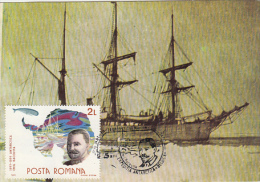 11320- BELGICA ANTARCTIC EXPEDITION, E. RACOVITA, SHIP, WHALE, MAXIMUM CARD, 1992, ROMANIA - Antarctische Expedities