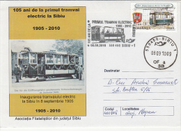 11324- TRAM, TRAMWAY, FIRST ELECTRIC TRAMWAY IN SIBIU, SPECIAL COVER, 2010, ROMANIA - Tranvie