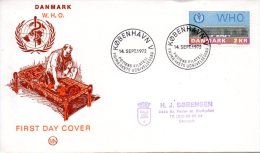 DANEMARK. N°540 De 1972 Sur Enveloppe 1er Jour (FDC). OMS. - OMS