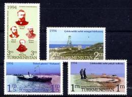 TURKMENISTAN 1993, FRERES NOBEL, NAVIRE TANKER, DERICK, 4 Valeurs, Neufs. R265 - Turkménistan