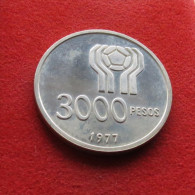 Argentina 3000 Peso 1977 Soccer World Football Cup Silver - Argentinië