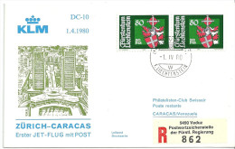 Luftpost  "KLM - Erster Jet Flug Mit Post   Zürich - Caracas"  (FL-Frankatur)              1980 - First Flight Covers