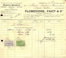 Facture Faktuur - Granen Vetten Maalderij Florizoone Faict & C° - Veurne 1928 - Agricultura