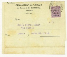 ANNO 1944 - 50 CENT. VIOLETTO - ISOLATO - LETTERA  DA MESSINA PER PALO DEL COLLE - Occup. Anglo-americana: Sicilia