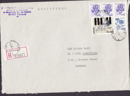 Poland Registered Einschreiben Label POZNAN 1992? Cover Brief To Denmark 3x Flower Imperf. & Chopin Stamp - Storia Postale