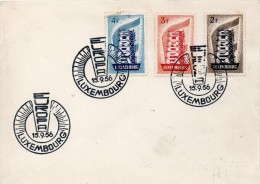 LUXEMBOURG FDC EUROPA SUR LETTRE 1956 - Covers & Documents