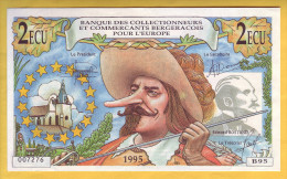 Billet De 2 Ecu - Banque Des Collectionneurs Et Commercants Bergeracois Pour L'Europe. 1995 - Fictifs & Spécimens