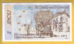 Billet De 1 Ecu   De Trans En Provence. 1994 - Fiktive & Specimen