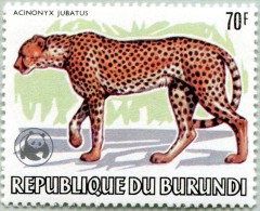 N° Yvert & Tellier 874 - Timbre Du Burundi (1983) - MNH - Protection Vie Sauvage (Acinonyx Jubatus)-Symb. Argent Du WWF - Neufs