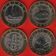 LITHUANIA 2013 2 Litas Bimetal Coins Set UNC SHIP, STONE, TREE And DISTAFF - Litouwen