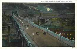 235095-Ohio, Cleveland, High Level Bridge At Night, Braun By Curt Teich No 80325 - Cleveland