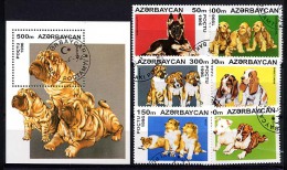 AZERBAIDJAN AZERBAIJAN 1996, JEUNES CHIENS / DOGS, 6 Valeurs Et 1 Bloc, Oblitérés / Used. R603-43 - Aserbaidschan