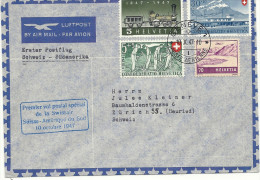 1947 Erstflug Schweiz - Südamerika Mit Super Frankatur Top Brief - Erst- U. Sonderflugbriefe