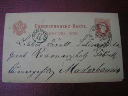 == CSR Karte Budweis  Ceske Budejovice 1879 Nach Ausergefield Maderhausen  Fingerhutstempel Ankunft - Cartas