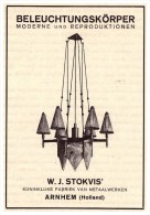 Original Werbung - 1927 - W.J. Stokvis , In Arnhem , Holland , Beleuchtung , Lampen , Arnheim !!! - Leuchten & Kronleuchter