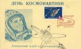 Russia USSR 1964,Space,Rocket, Bakou "Cosmonaut Day", Cacheted Cover Ba 3 - Russie & URSS