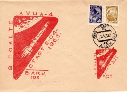 Russia USSR 1963,Space,Rocket,Bakou "Lunik 4",cacheted Cover Lollini#4296 Ba 20 - Russia & USSR