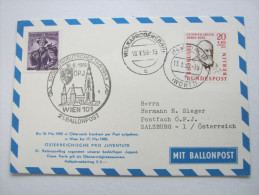 1959, Ballonpostkarte  Mit Mischfrankatur - Ballonpost