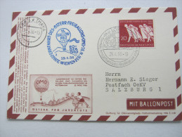 1956, Ballonpostkarte - Par Ballon