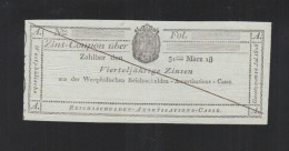 Westphalen Zins-Coupon 1808 - [ 1] …-1871 : Duitse Staten