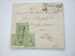 1868,  LANGENLONSHEIM , Seltener Stempel Auf Brief Mit Inhalt Nach Koblenz - Cartas & Documentos