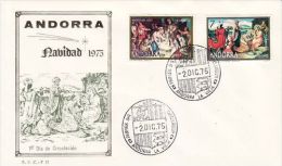 SPANISH ANDORRA 1975 CHRISTMAS  MICHEL NO :125  FDC - Lettres & Documents