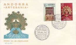 SPANISH ANDORRA 1974 MICHEL NO: 90-91 FDC - Storia Postale