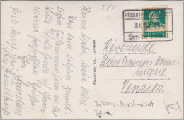 Schweiz Bahnlinie FRIBOURG-MORAT-ARNET 1924-08-31 Service Postal Auf AK - Bahnwesen